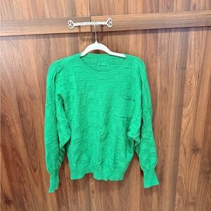 Green Knit Crew Neck Sweater, Size 2XL